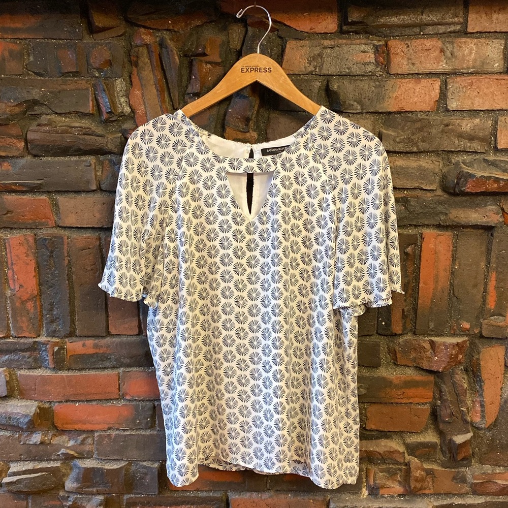 Banana Republic Blouse, White & Navy Large